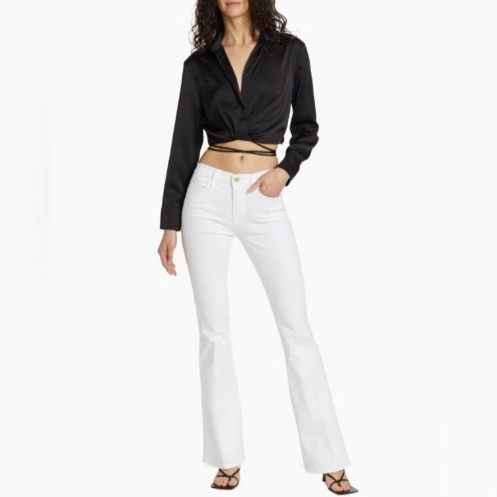 Frame Le High Flare Denim White Jeans Size 33
